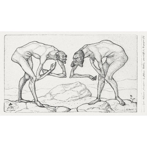 Two Men Meet-Each Believing the Other to Be of Higher Rank Black Modern Wood Framed Art Print with Double Matting by Klee, Paul