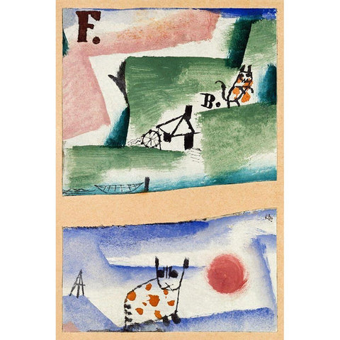 Tomcats Turf White Modern Wood Framed Art Print by Klee, Paul