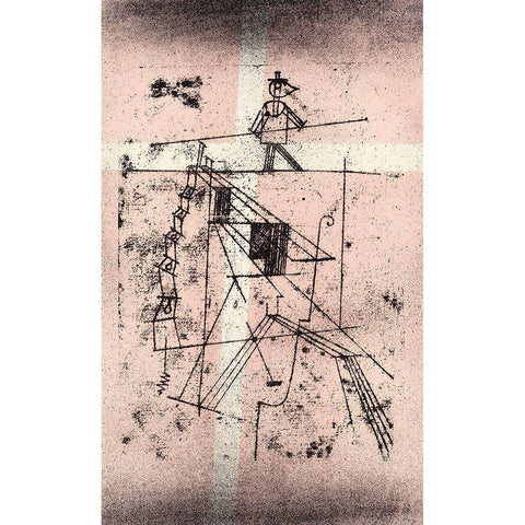 The Tight Rope Walker Black Modern Wood Framed Art Print with Double Matting by Klee, Paul