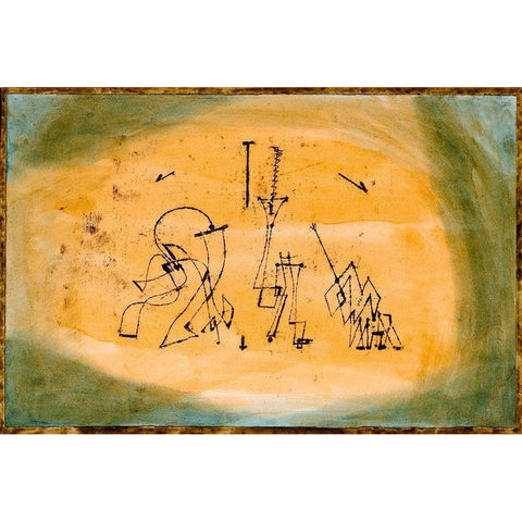 Abstract Trio 1923 Gold Ornate Wood Framed Art Print with Double Matting by Klee, Paul