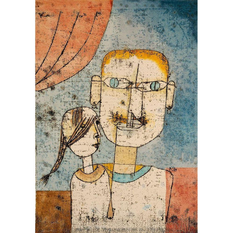 Adam and Little Eve 1921 Black Modern Wood Framed Art Print with Double Matting by Klee, Paul