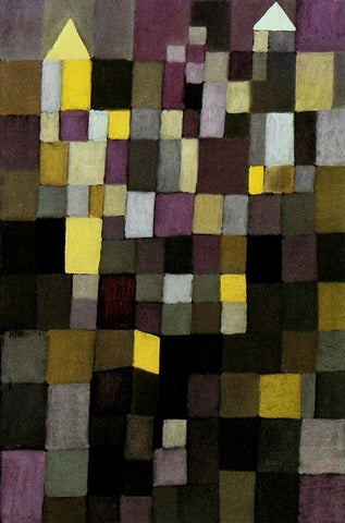 Architecture 1923 White Modern Wood Framed Art Print with Double Matting by Klee, Paul