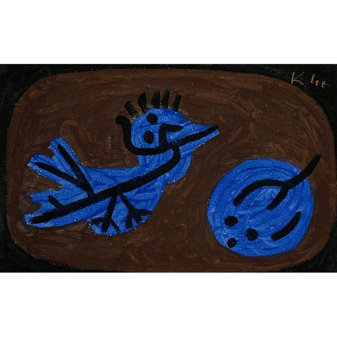 Blue Bird Pumpkin 1939 Gold Ornate Wood Framed Art Print with Double Matting by Klee, Paul