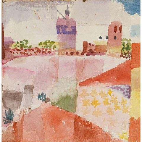 Hammamet with its Mosque 1914 Black Modern Wood Framed Art Print with Double Matting by Klee, Paul