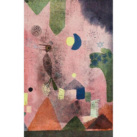 Singing Nightingale 1922 Black Modern Wood Framed Art Print with Double Matting by Klee, Paul