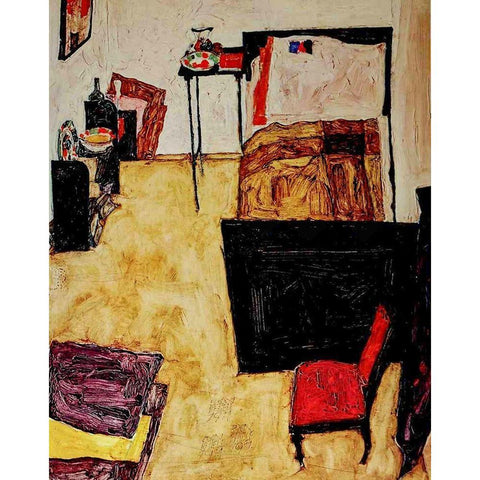 Villa R 1919 Black Modern Wood Framed Art Print with Double Matting by Klee, Paul