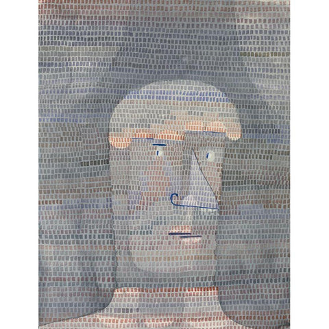 Athletes Head White Modern Wood Framed Art Print by Klee, Paul