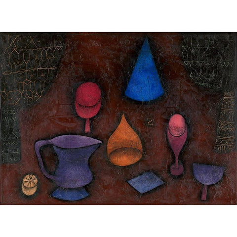 Still Life Gold Ornate Wood Framed Art Print with Double Matting by Klee, Paul