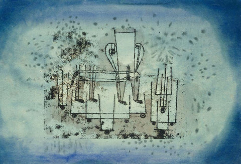 The Chair Animal White Modern Wood Framed Art Print with Double Matting by Klee, Paul