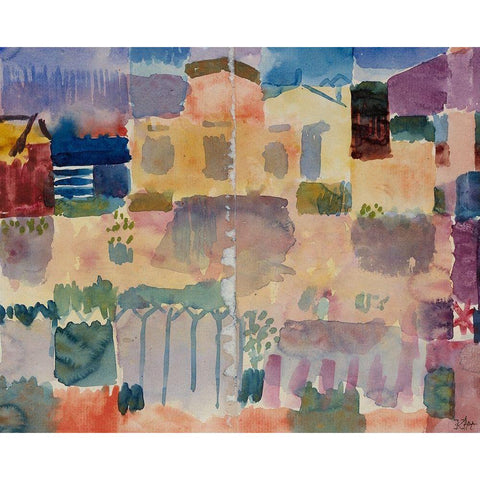 Garden in St. Germain - The European Quarter Near Tunis Gold Ornate Wood Framed Art Print with Double Matting by Klee, Paul