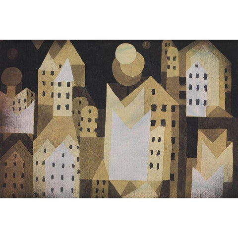 Cold City Gold Ornate Wood Framed Art Print with Double Matting by Klee, Paul