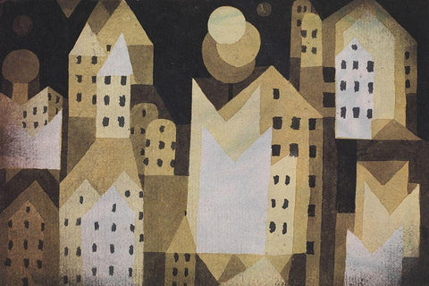 Cold City Black Ornate Wood Framed Art Print with Double Matting by Klee, Paul