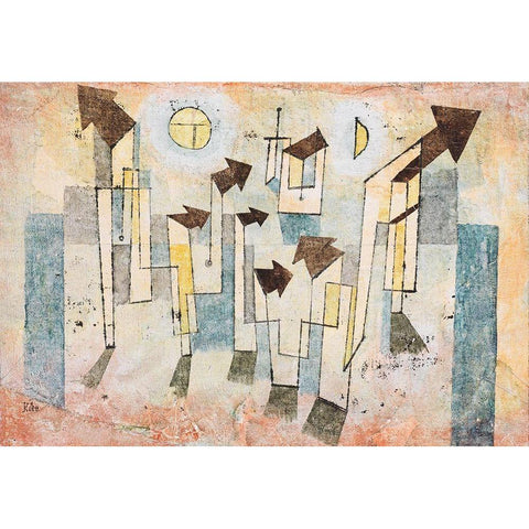 Mural from the Temple of Longing Gold Ornate Wood Framed Art Print with Double Matting by Klee, Paul