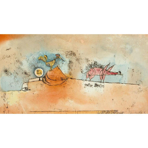 Where the Eggs and the Good Roast Come From Gold Ornate Wood Framed Art Print with Double Matting by Klee, Paul