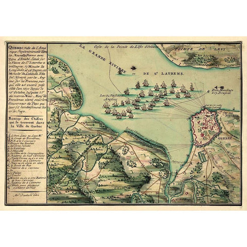 Siege of Quebec City 1670 Black Modern Wood Framed Art Print by Vintage Places