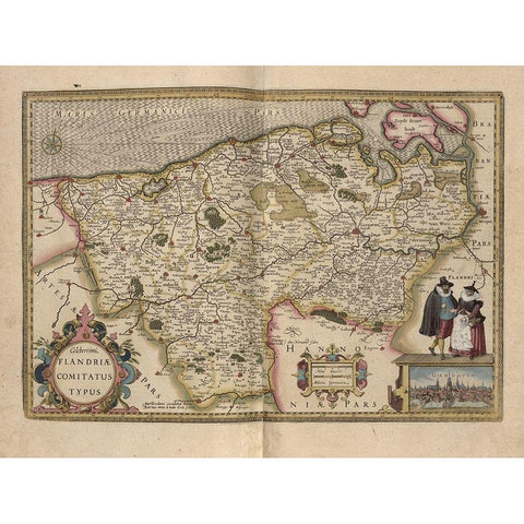 Flanders Belgium Map White Modern Wood Framed Art Print by Vintage Maps