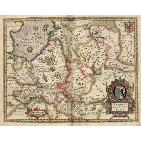 Map of Transylvania Roumania Gold Ornate Wood Framed Art Print with Double Matting by Vintage Maps