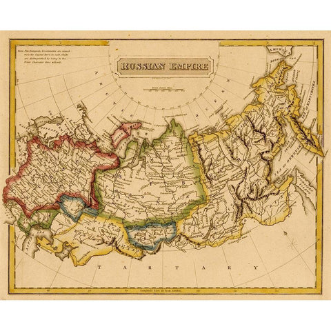 Russian Empire 1817 Black Modern Wood Framed Art Print by Vintage Maps