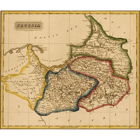 Prussia 1817 Black Modern Wood Framed Art Print by Vintage Maps