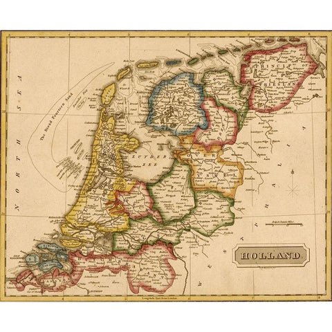 Holland Netherlands 1817 White Modern Wood Framed Art Print by Vintage Maps