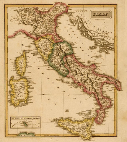 Italy 1817 White Modern Wood Framed Art Print with Double Matting by Vintage Maps