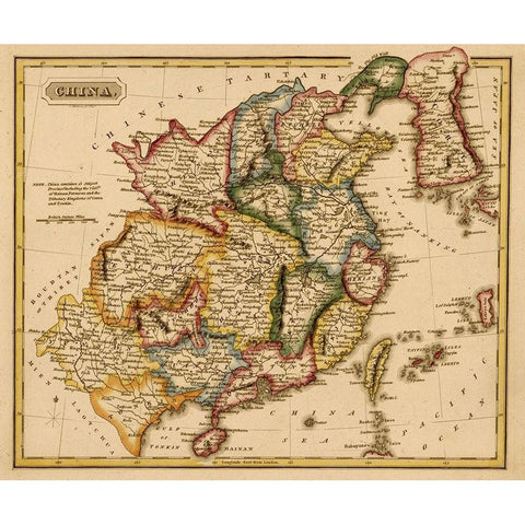 China 1817 White Modern Wood Framed Art Print by Vintage Maps