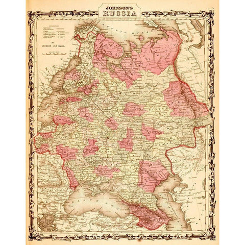 Russia 1862 White Modern Wood Framed Art Print by Vintage Maps