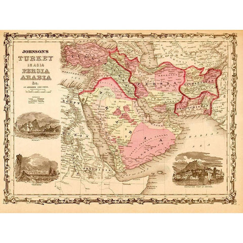 Middle East Turkey Persia and Arabia 1862 Black Modern Wood Framed Art Print with Double Matting by Vintage Maps