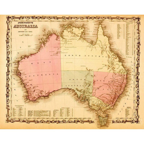 Australia 1862 Black Modern Wood Framed Art Print with Double Matting by Vintage Maps