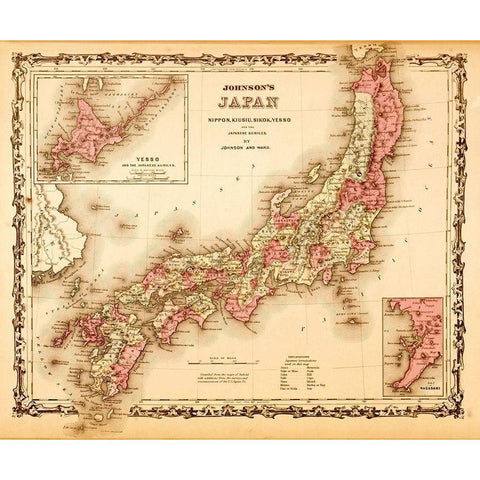 Japan 1862 Black Modern Wood Framed Art Print with Double Matting by Vintage Maps