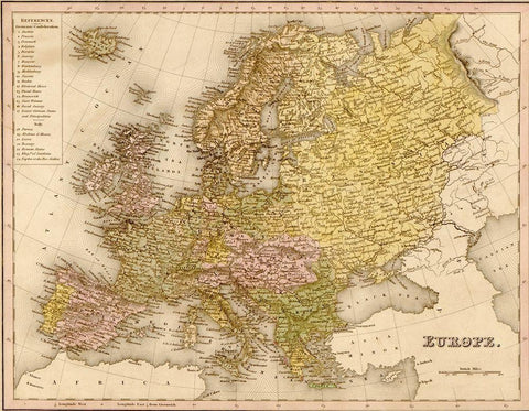 Europe 1844 White Modern Wood Framed Art Print with Double Matting by Vintage Maps