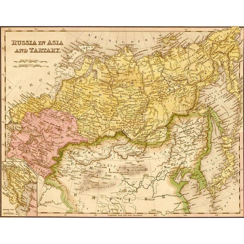 Russian Asia and Tartary 1844 White Modern Wood Framed Art Print by Vintage Maps