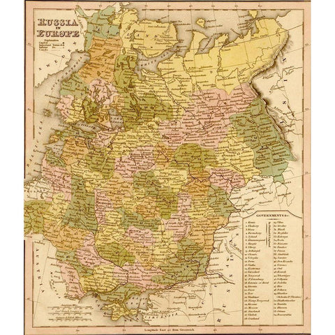 European Russia 1844 White Modern Wood Framed Art Print by Vintage Maps