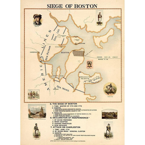 Siege of Boston White Modern Wood Framed Art Print by Vintage Maps