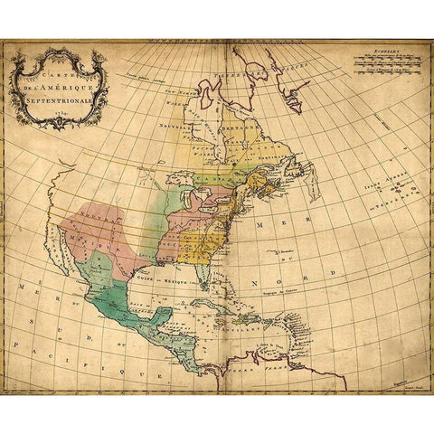 America in 1754 White Modern Wood Framed Art Print by Vintage Maps