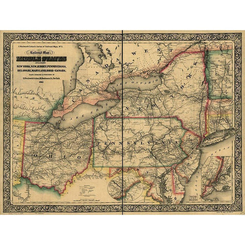 Civil War Railroad Map 1862 White Modern Wood Framed Art Print by Vintage Maps