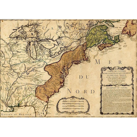 Canada to Louisiana-Eastern USA 1756 White Modern Wood Framed Art Print by Vintage Maps