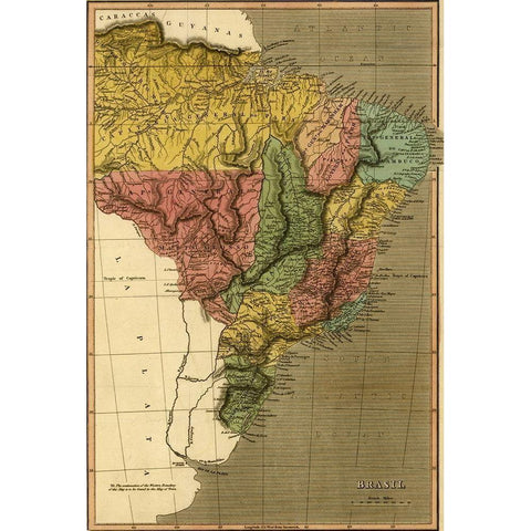 Brazil 1822 White Modern Wood Framed Art Print by Vintage Maps