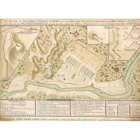 Guantanamo Bay 1741 Black Modern Wood Framed Art Print by Vintage Maps