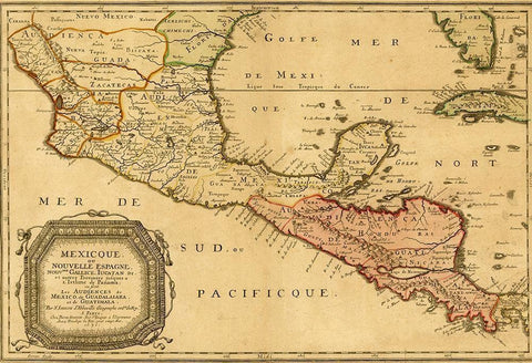 Mexico New Spain 1656 White Modern Wood Framed Art Print with Double Matting by Vintage Maps