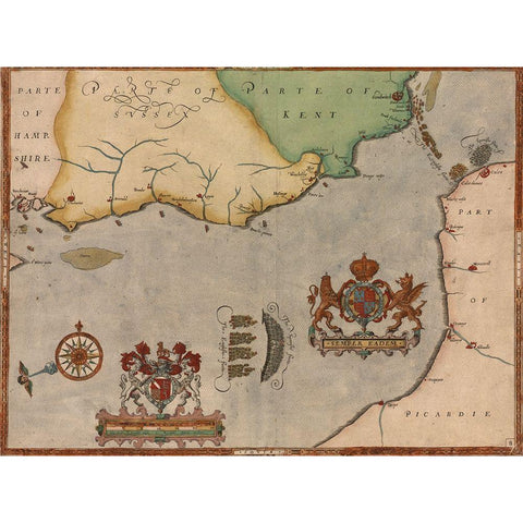 Spanish Expeditions to Invade England 1596 White Modern Wood Framed Art Print by Vintage Maps