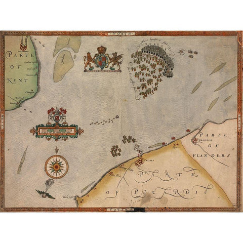 Spanish Expeditions to Invade England 1601 Black Modern Wood Framed Art Print with Double Matting by Vintage Maps