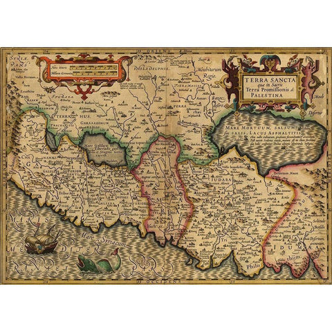 Palestine Holy Land 1782 Black Modern Wood Framed Art Print with Double Matting by Vintage Maps