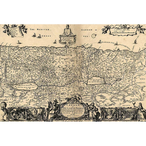 Canaan The Land of Promise 1700 Black Modern Wood Framed Art Print by Vintage Maps