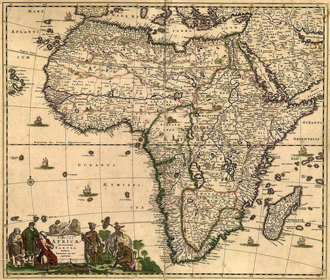 Africa 1740  White Modern Wood Framed Art Print with Double Matting by Vintage Maps