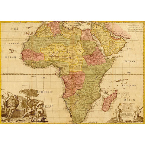 Africa 1688 Black Modern Wood Framed Art Print by Vintage Maps