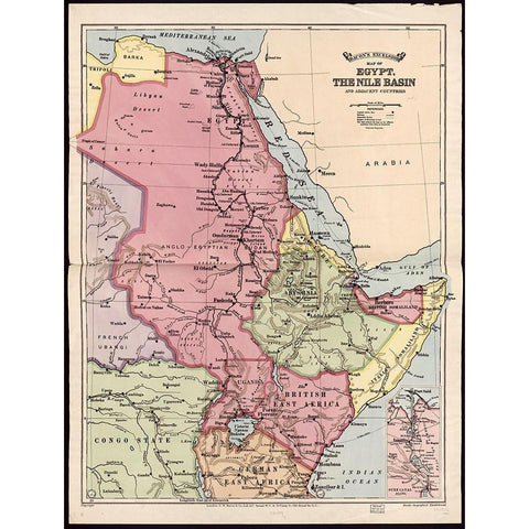 Nile Basin 1916 Black Modern Wood Framed Art Print by Vintage Maps