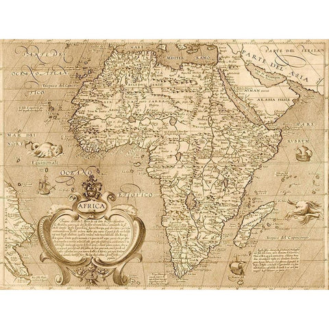 Africa 1603 Gold Ornate Wood Framed Art Print with Double Matting by Vintage Maps