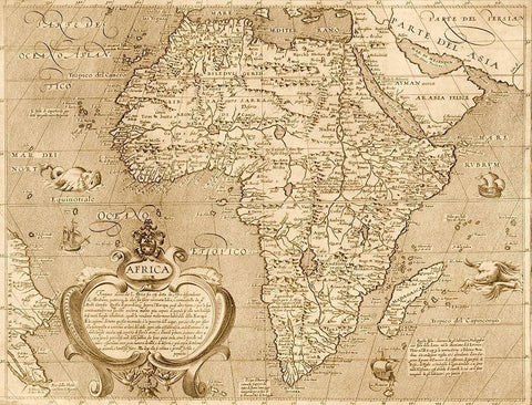 Africa 1603 Black Ornate Wood Framed Art Print with Double Matting by Vintage Maps