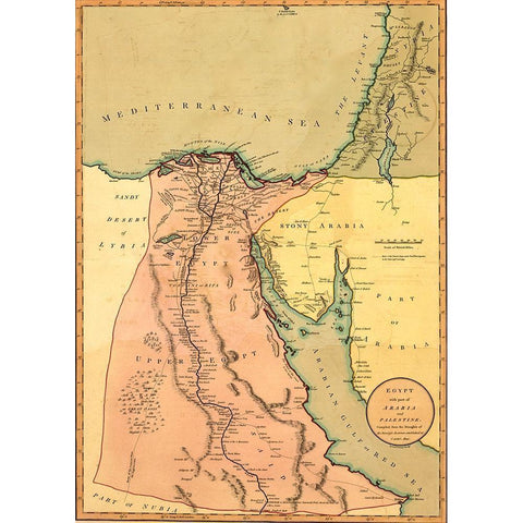 Egypt with part of Arabia and Palestine  White Modern Wood Framed Art Print by Vintage Maps